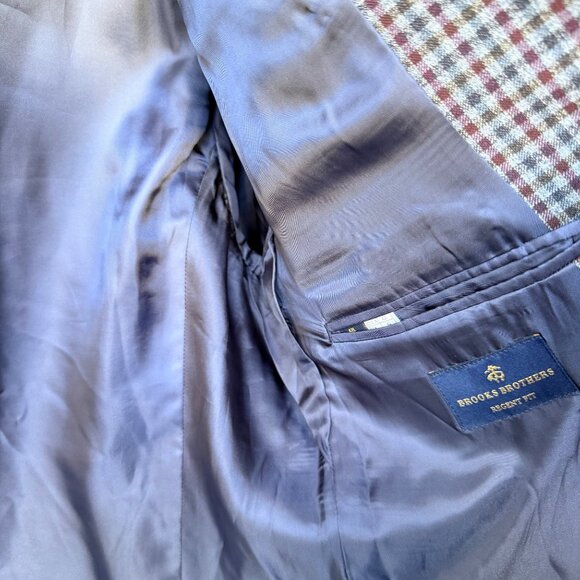 Brooks Brothers Regent Fit gingham Plaid Wool Blend Sport Coat Size 42L - Picture 9 of 12